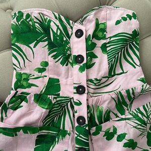 Strapless linen romper